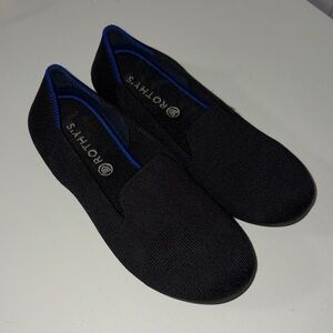 Rothy's Black Knit Slip-On Flats with Blue Interior Trim